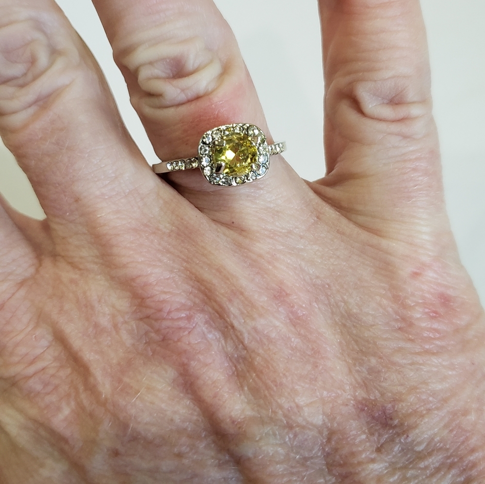 Citrine gemstone, CZ Rhinestone, Fashion RIng - Picture 16 of 16